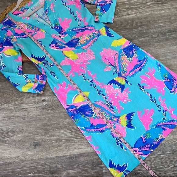 Lilly Pulitzer Riva Dress Shorely Blue Sandstorm Women’s Size S (Small flaws) - Picture 5 of 8